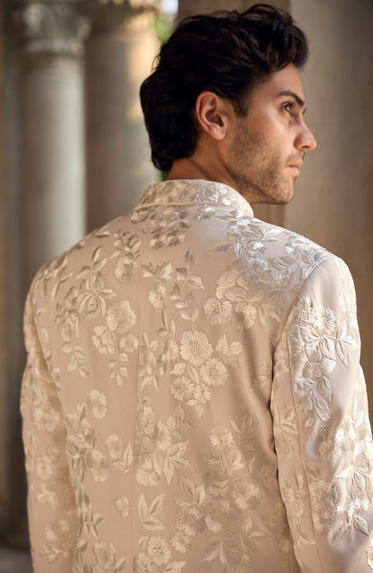Light Beige Open Sherwani Set