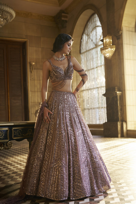 Dusty Mauve Sequin Lehenga Set