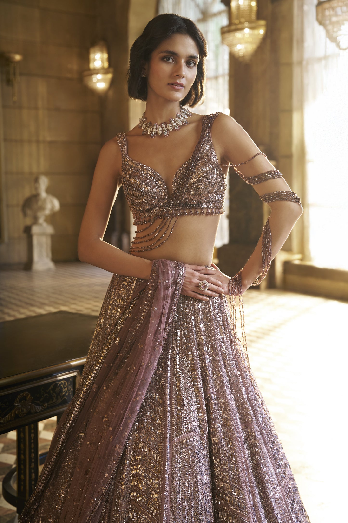 Dusty Mauve Sequin Lehenga Set