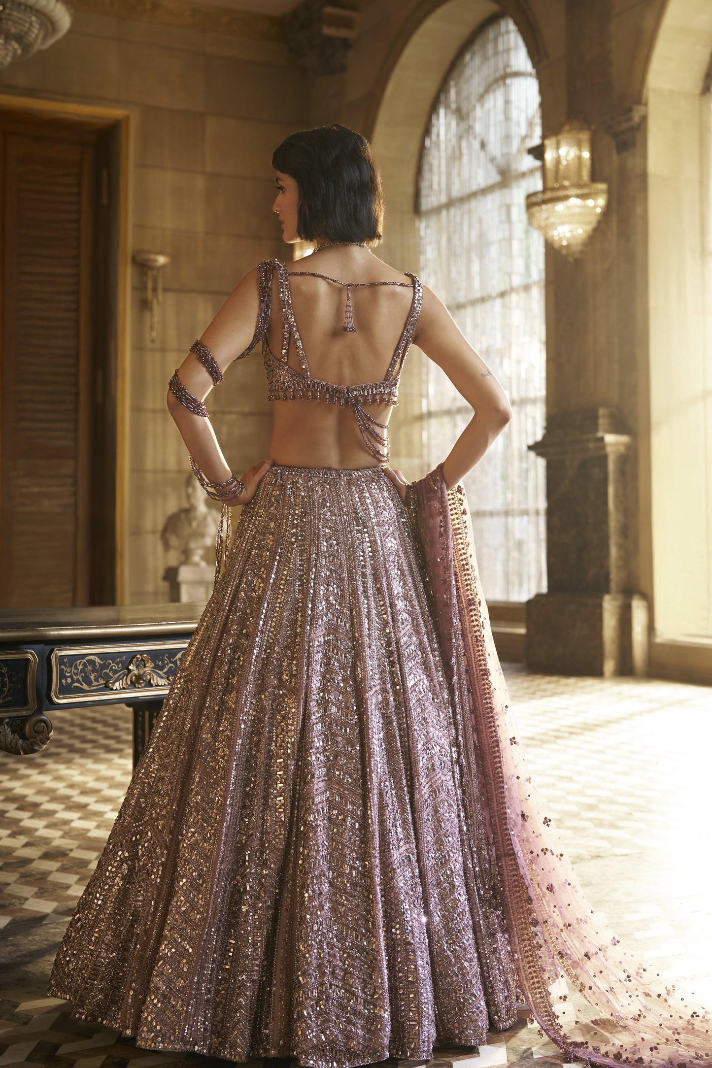Dusty Mauve Sequin Lehenga Set