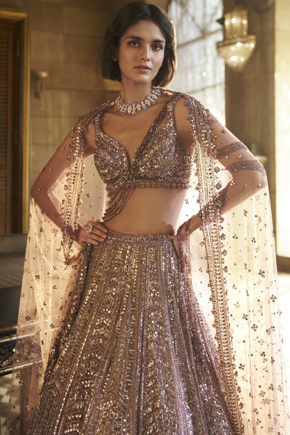 Dusty Mauve Sequin Lehenga Set