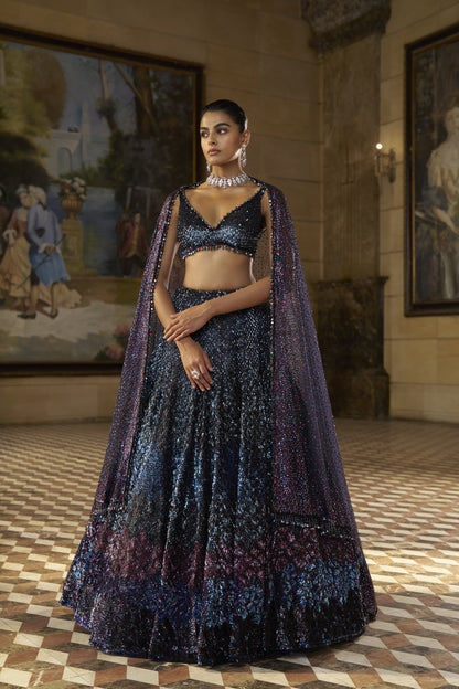 Multi - Coloured Sequin Lehenga Set