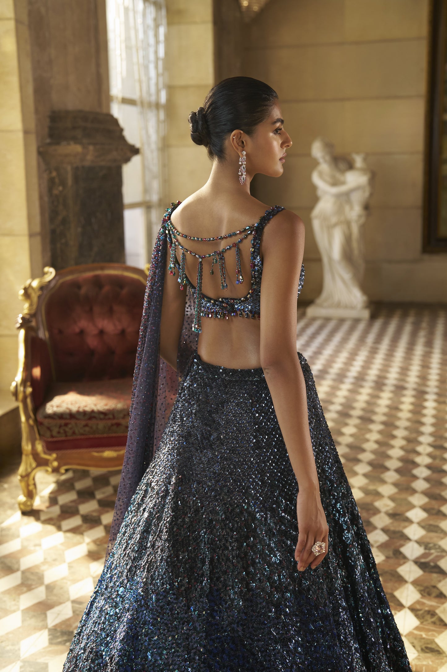 Multi - Coloured Sequin Lehenga Set