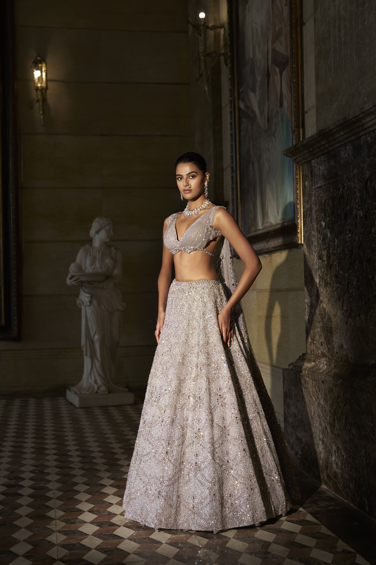 Pink Crystal Lehenga Set