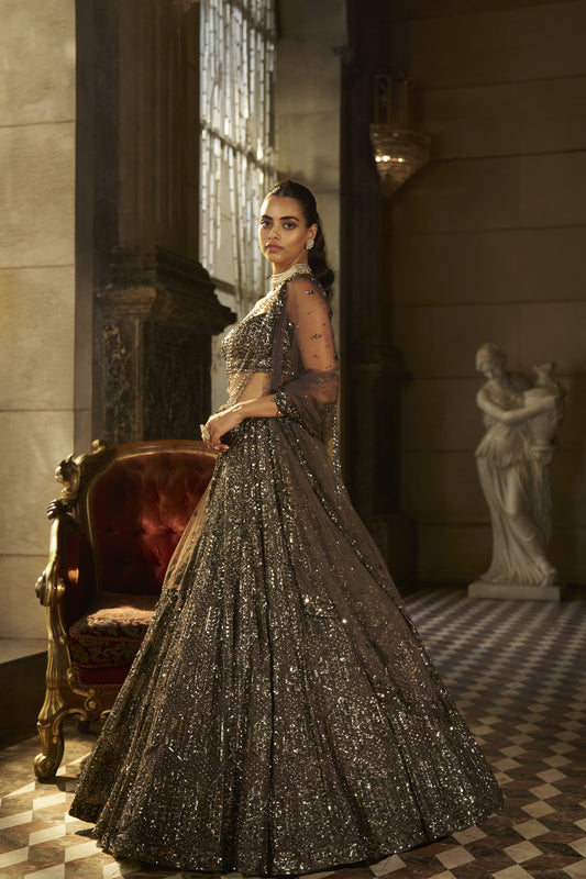 Charcoal Sequin Lehenga Set