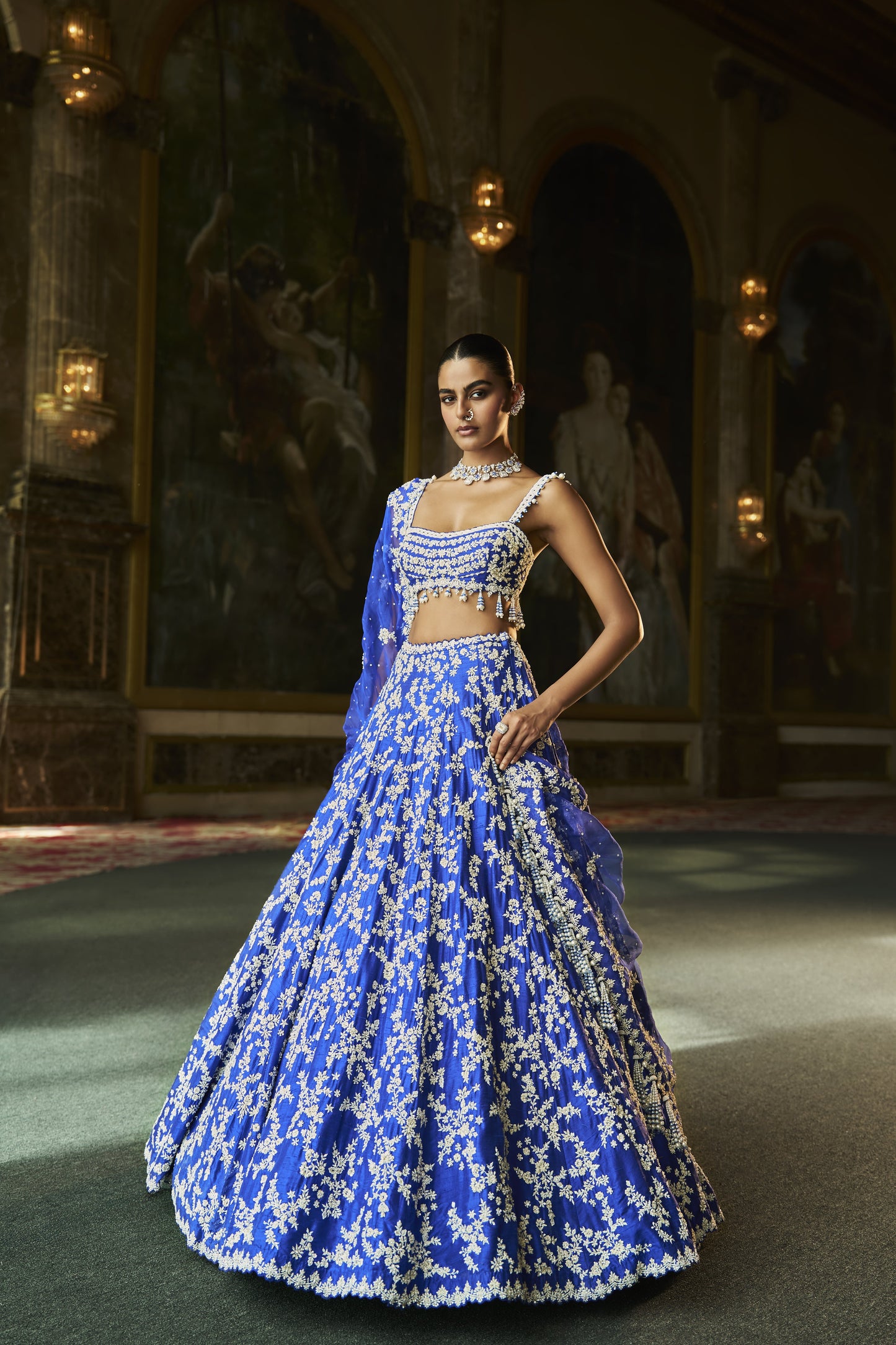 Blue Thread Work Lehenga Set