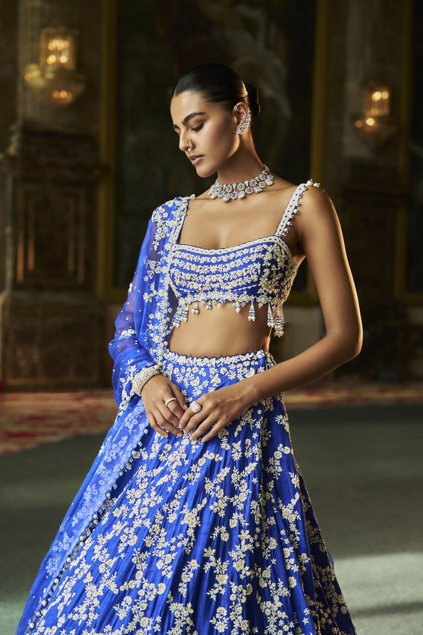 Blue Thread Work Lehenga Set