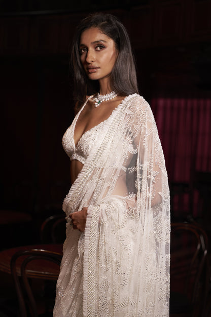 Ivory Pearl Saree
