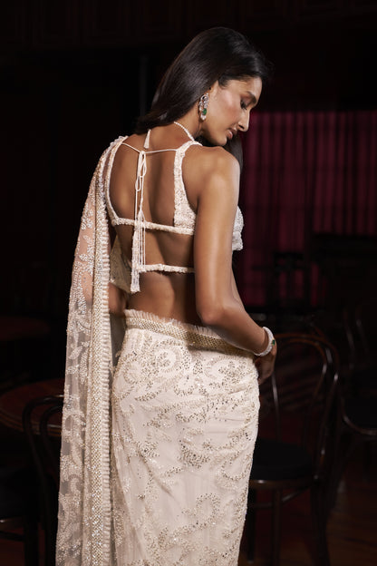 Ivory Pearl Saree