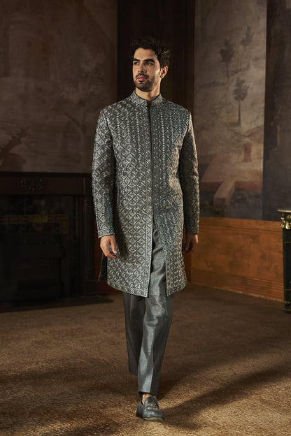 Charcoal Metallic Sherwani Set