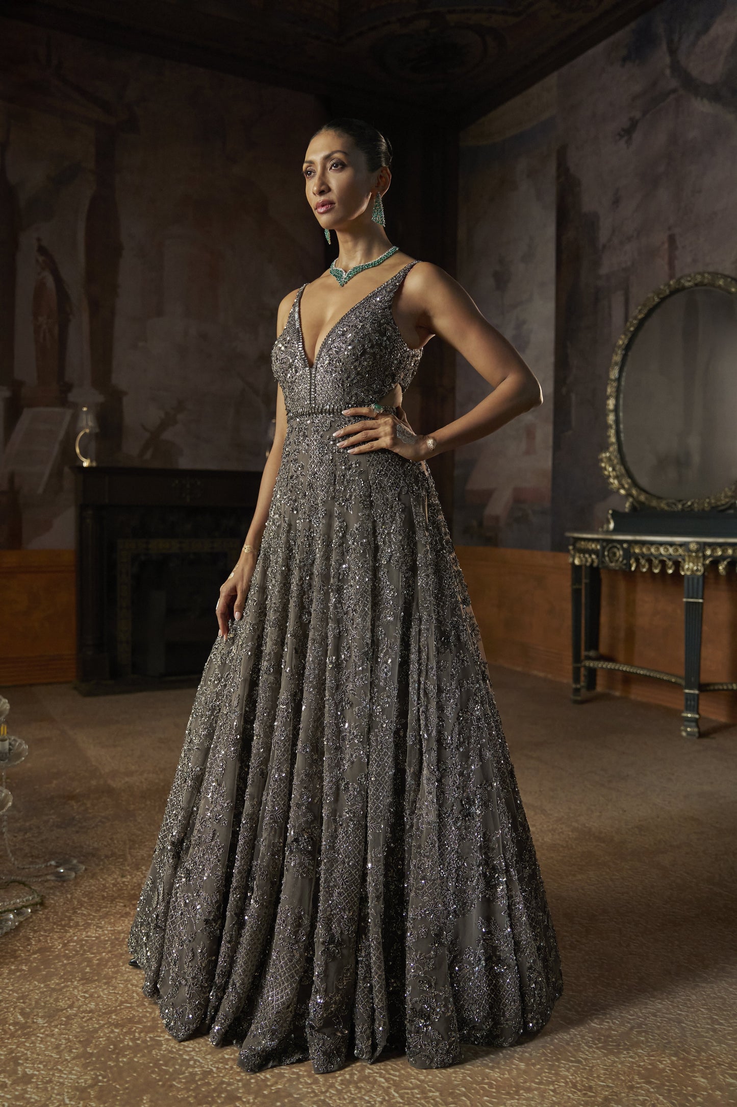 Charcoal Sequin Gown