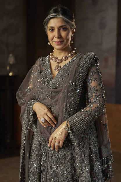 Charcoal Jacket Lehenga Set