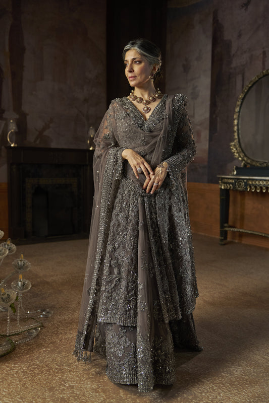 Charcoal Jacket Lehenga Set