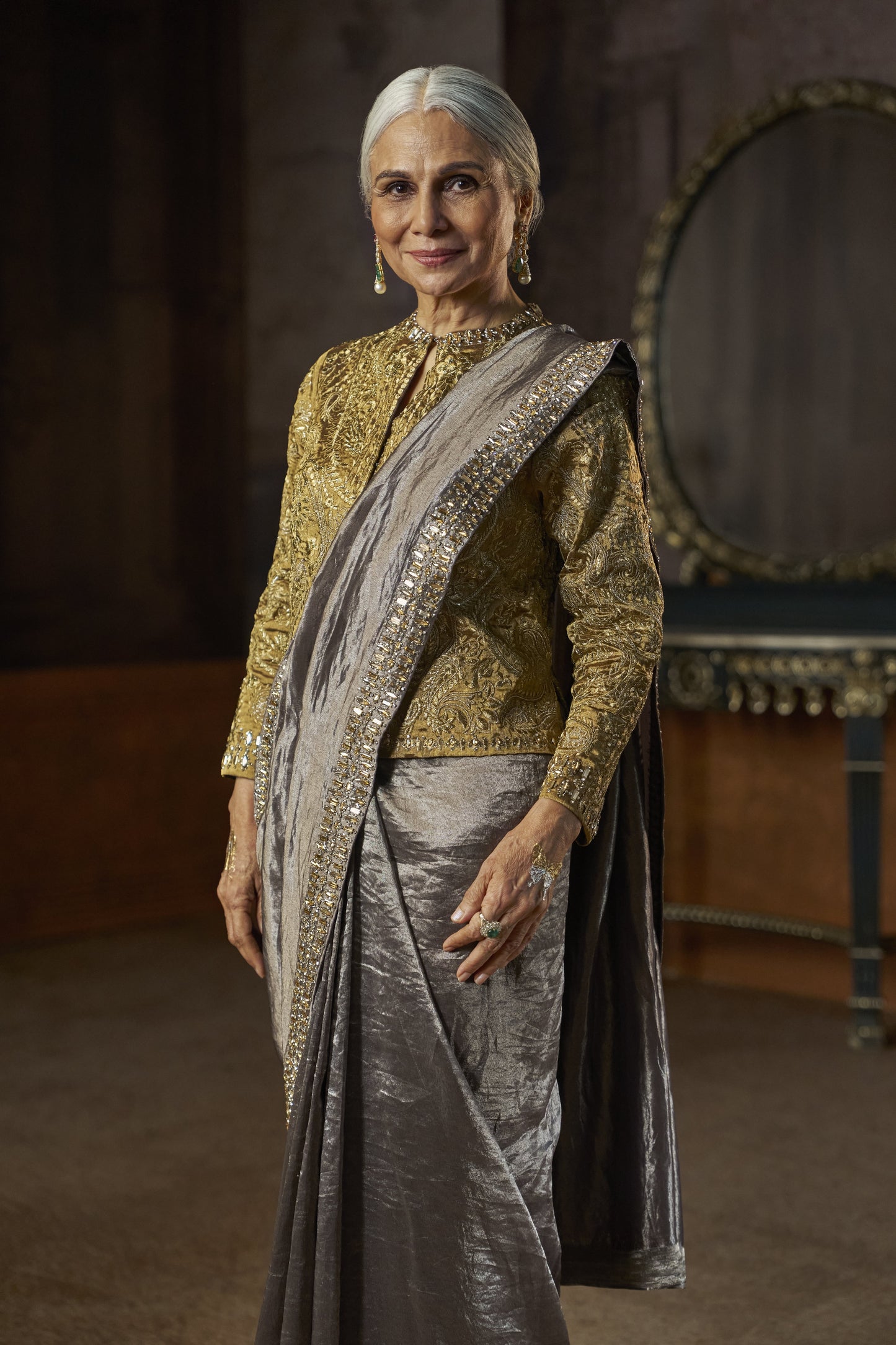 Grey Tissue Saree
