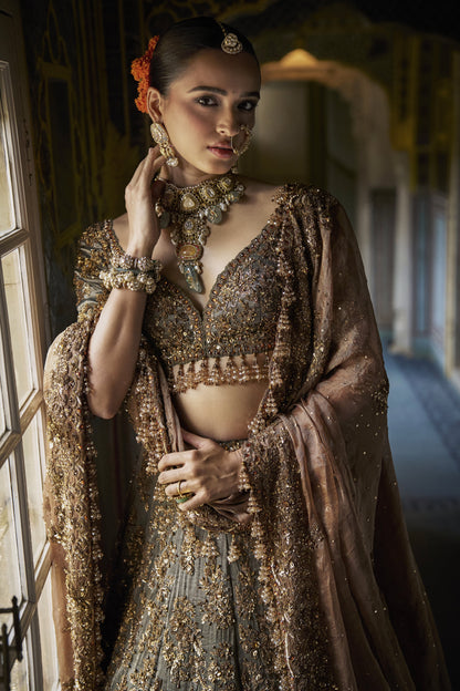Copper Jade Lehenga Set