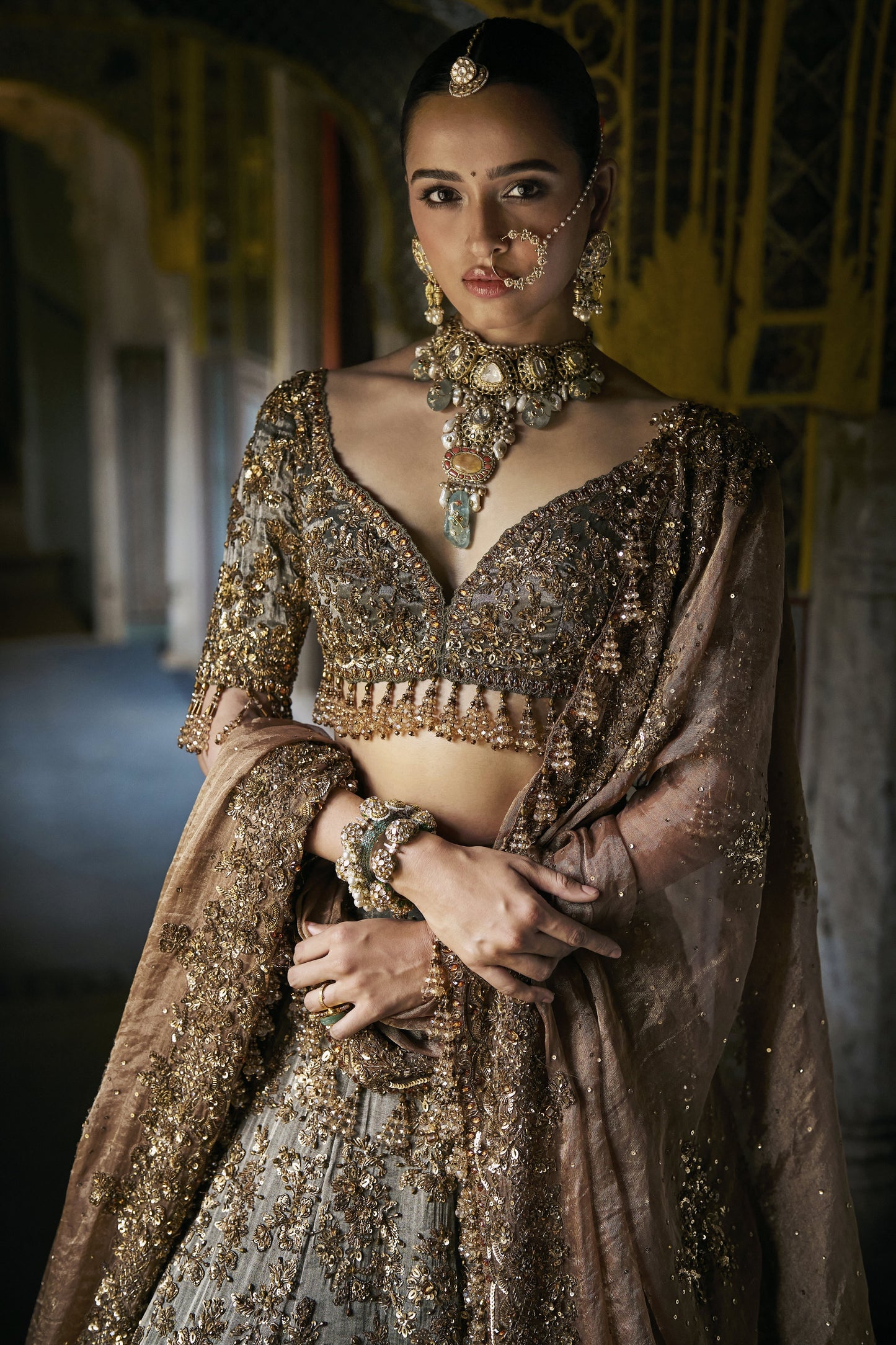 Copper Jade Lehenga Set