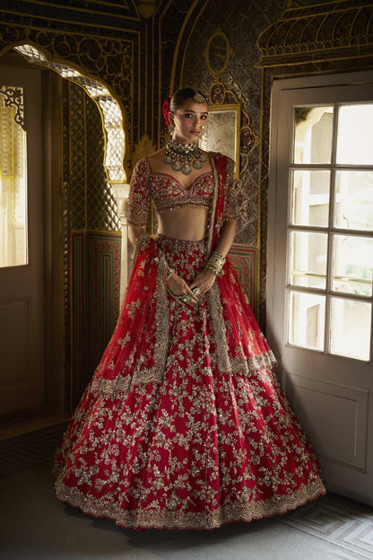 Red Zardosi Lehenga Set
