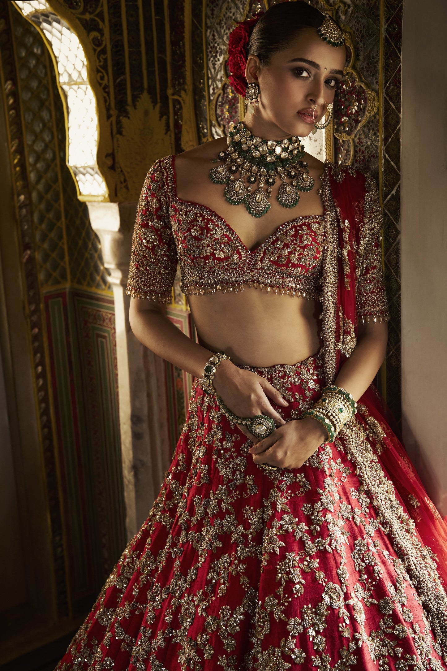 Red Zardosi Lehenga Set