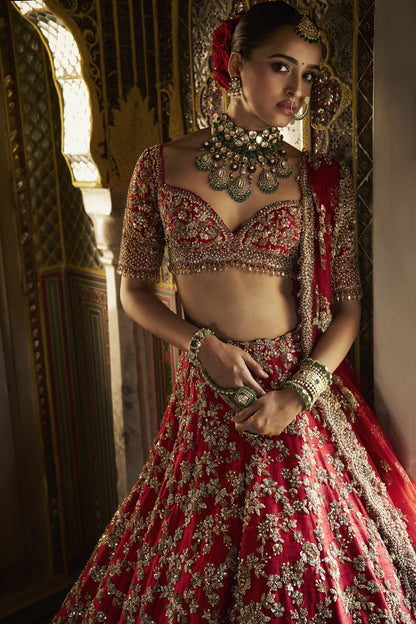 Red Zardosi Lehenga Set