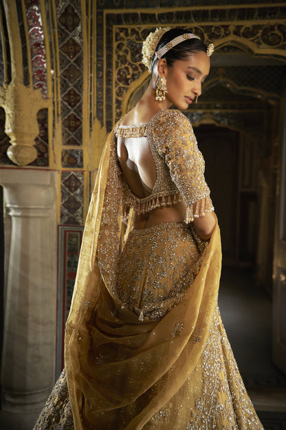 Gold Crystal Lehenga Set