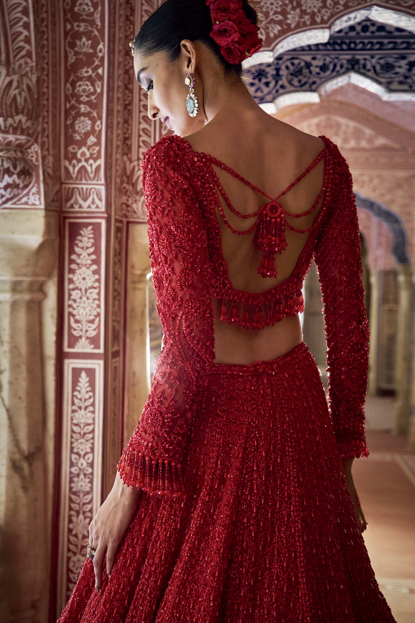 Red Cut Work Lehenga Set