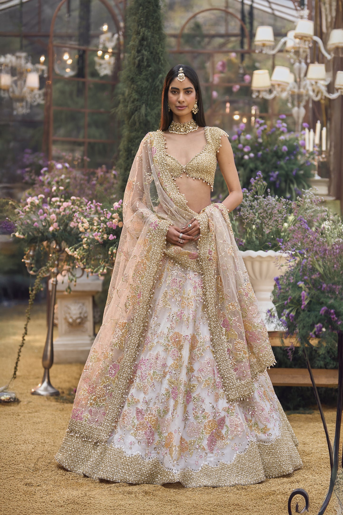 Multi-Coloured Applique Lehenga Set