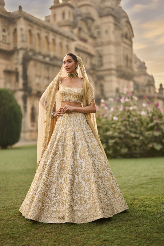 Ivory Gold Lehenga Set