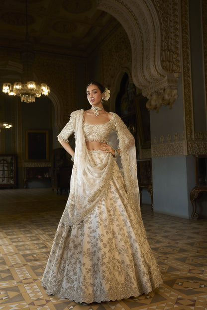 Beige Zardosi Lehenga Set