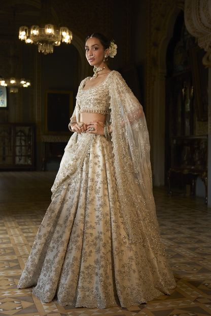 Beige Zardosi Lehenga Set