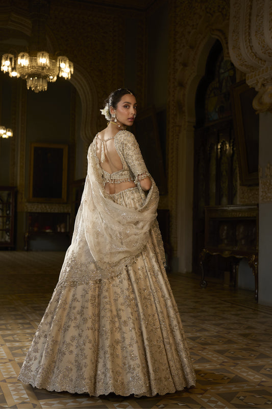 Beige Zardosi Lehenga Set