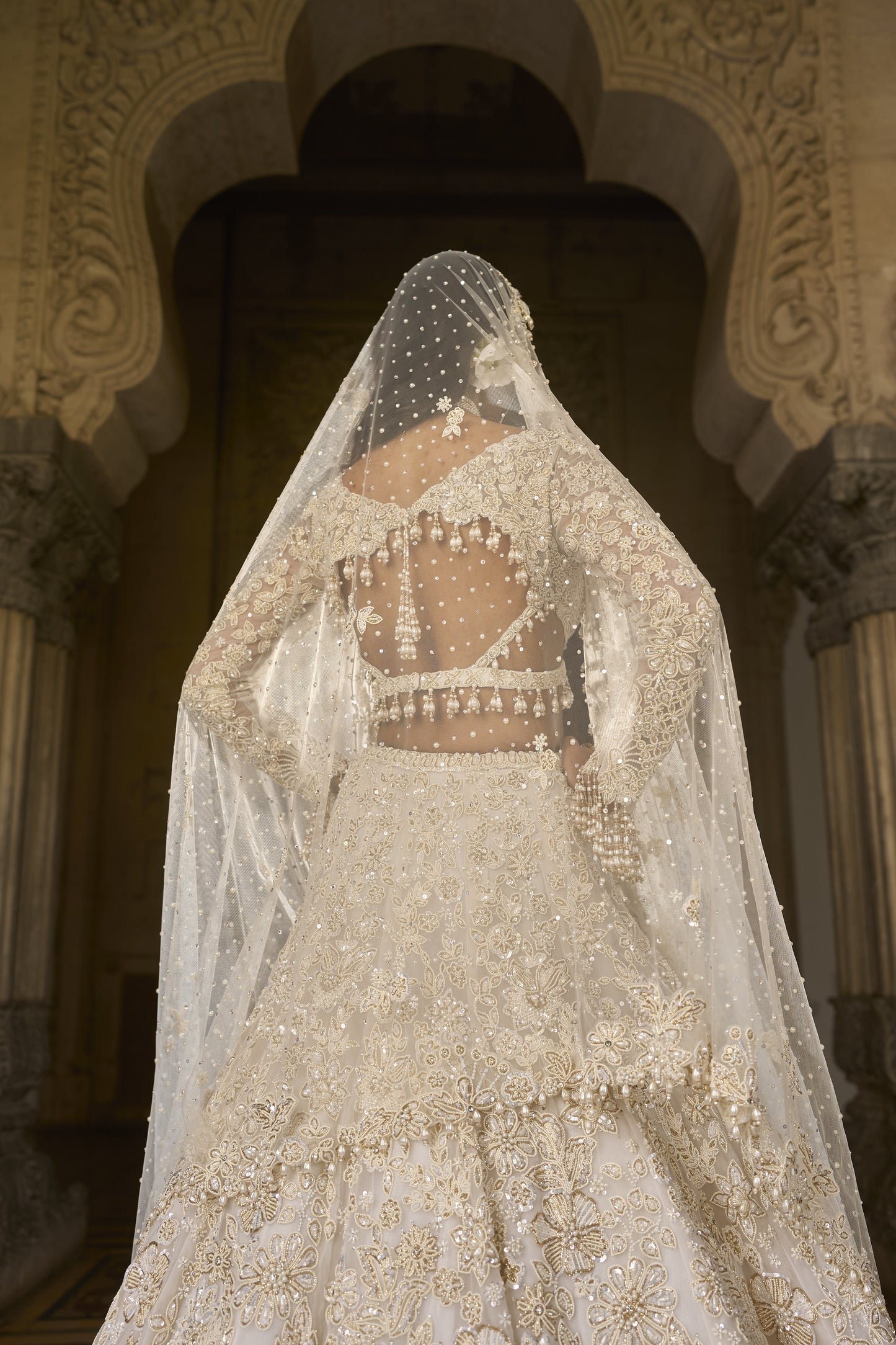 Ivory Gold Sequin Lehenga Set
