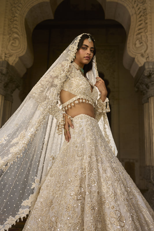 Ivory Gold Sequin Lehenga Set