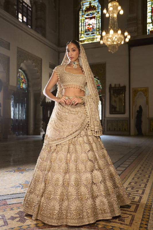 Champagne Pearl Lehenga Set