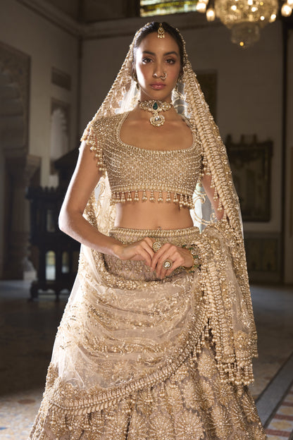 Champagne Pearl Lehenga Set