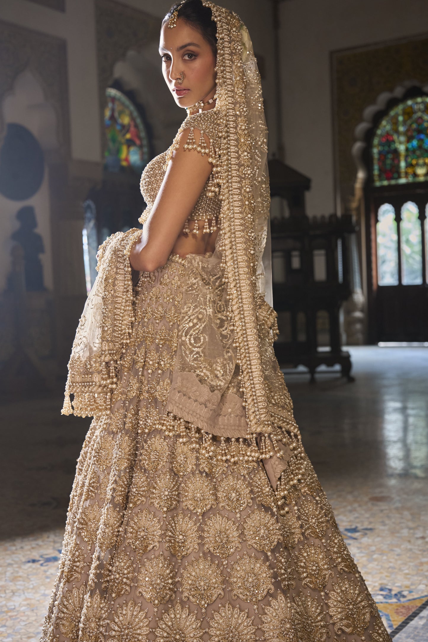 Champagne Pearl Lehenga Set