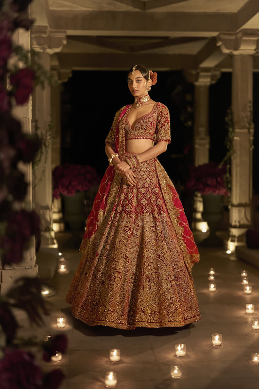 Maroon Zardosi Lehenga Set