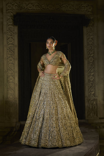 Antique Emerald Lehenga Set