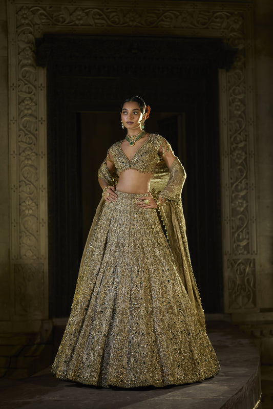 Antique Emerald Lehenga Set