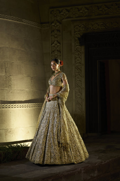 Antique Emerald Lehenga Set