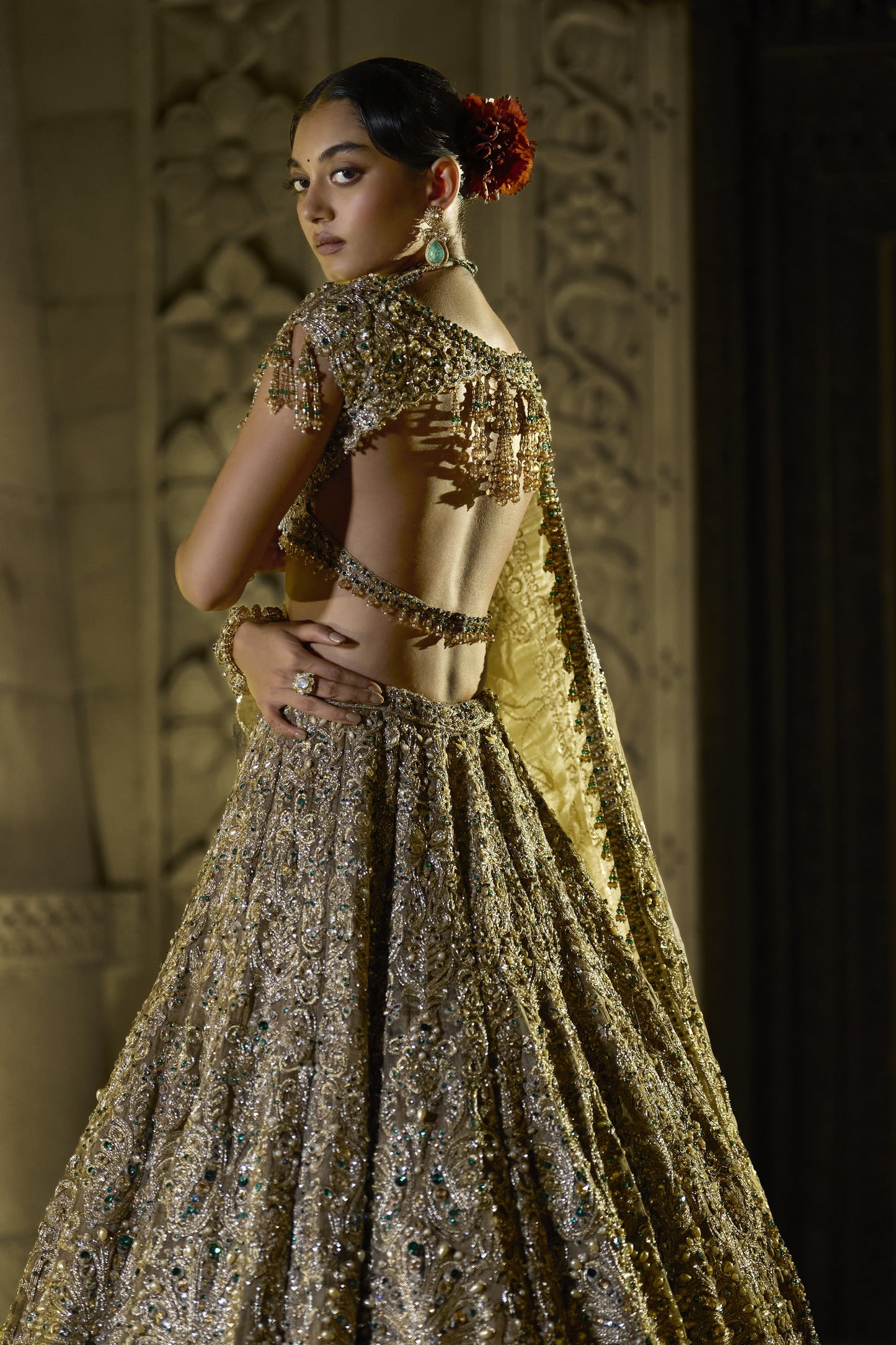 Antique Emerald Lehenga Set