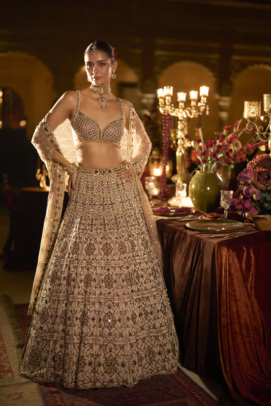 Ruby & Emerald Pearl Lehenga Set