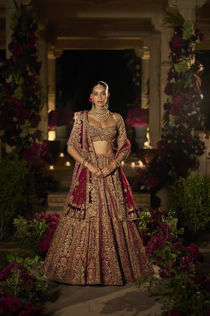 Plum & Maroon Zardosi Lehenga Set