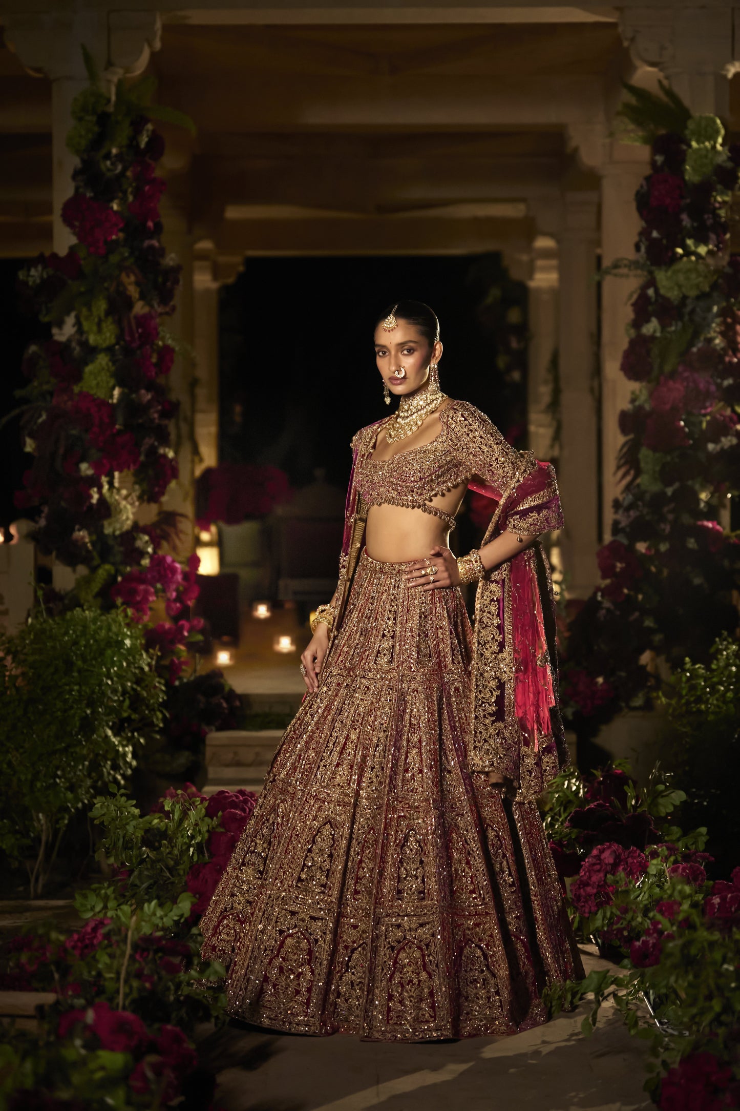 Plum & Maroon Zardosi Lehenga Set