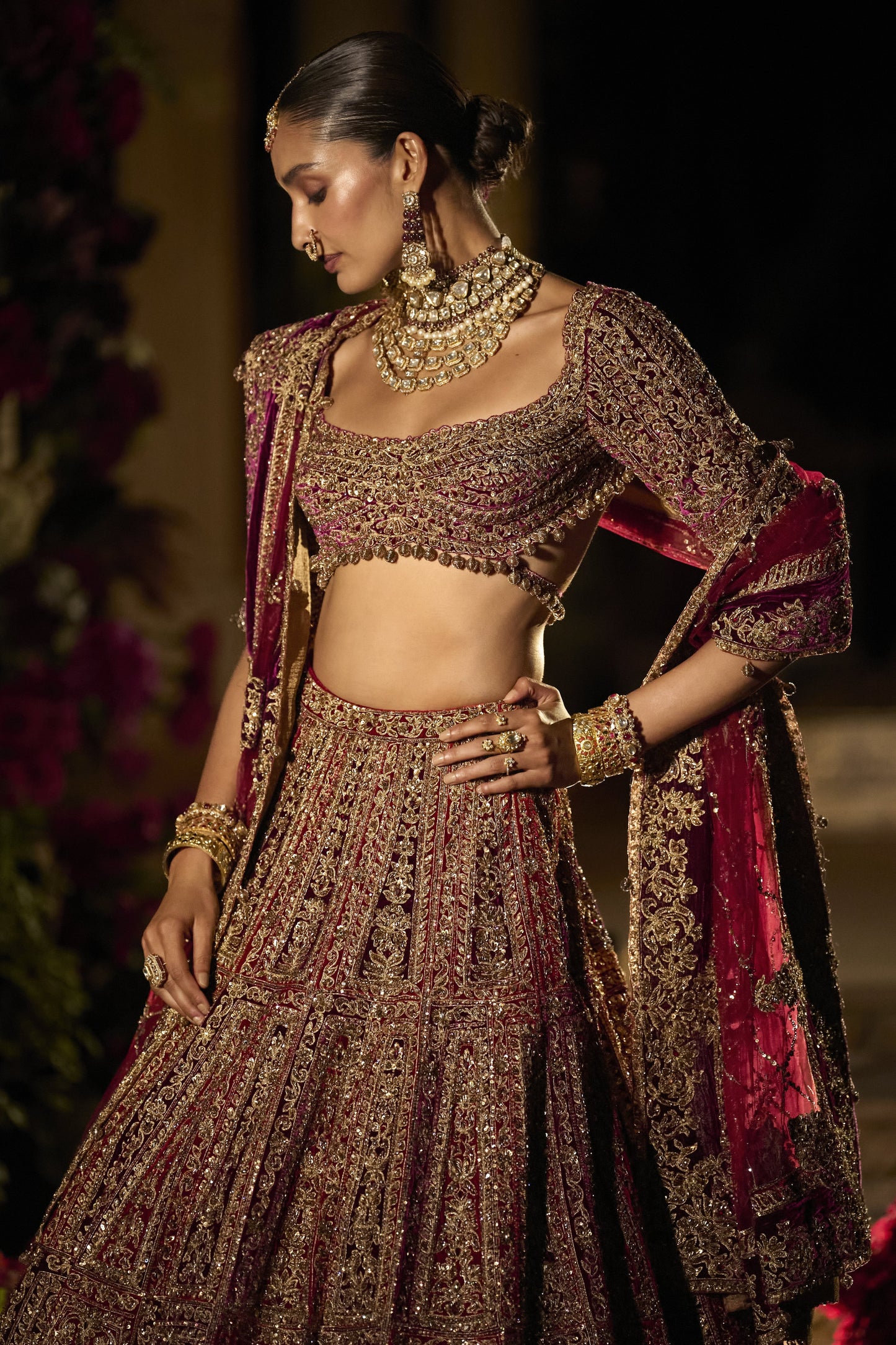 Plum & Maroon Zardosi Lehenga Set