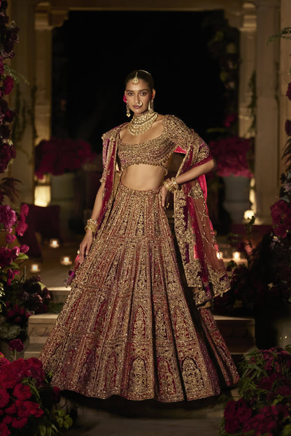 Plum & Maroon Zardosi Lehenga Set