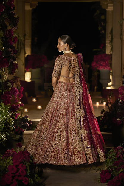 Plum & Maroon Zardosi Lehenga Set