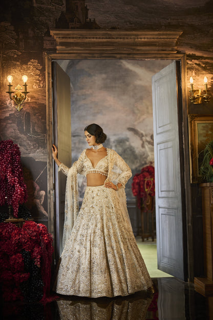 Ivory Sequin Lehenga Set