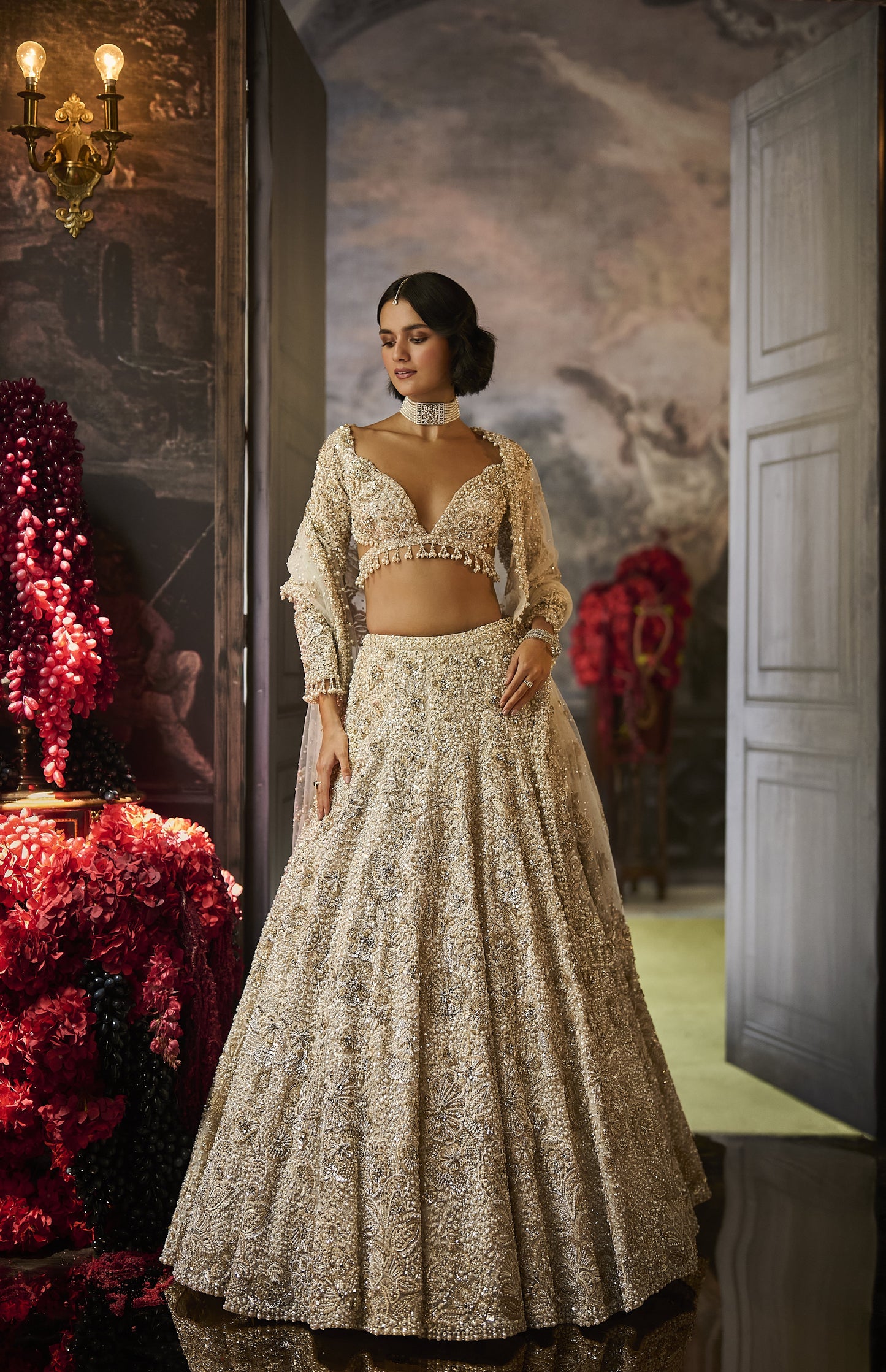 Ivory Sequin Lehenga Set