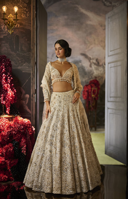 Ivory Sequin Lehenga Set