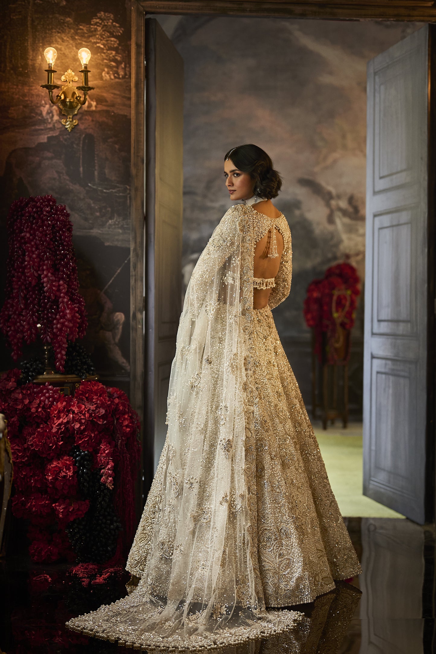 Ivory Sequin Lehenga Set